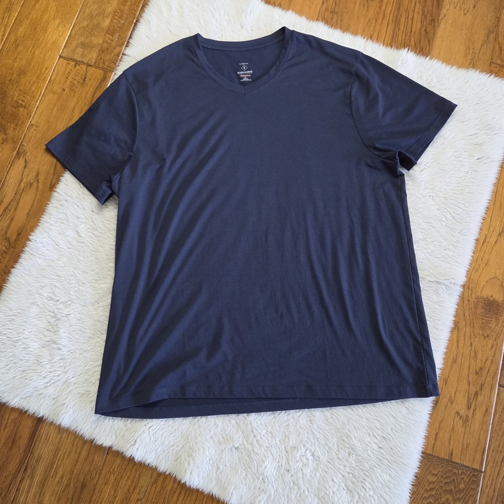 Bluffworks Short Sleeve T-Shirt Top Men's XL Navy Blue V-Neck